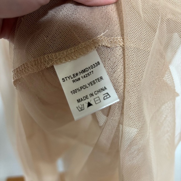 Haute Monde Embroidered Beige Sheer Dress Size S - Picture 4 of 5